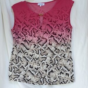 Calvin Klein sleeveless ombre pink/black/beige snakeskin print top